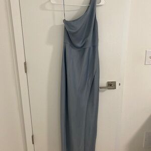 BHLDN Dylan One-Shoulder Satin Side-Slit Gown Size 2 Anthropologie